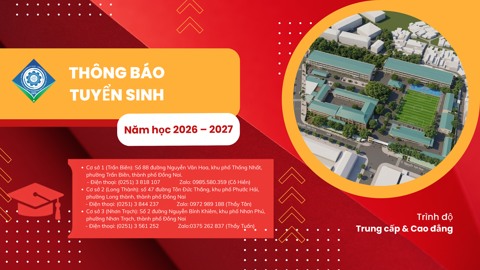 Thông báo tuyển sinh trình độ trung cấp, trình độ cao đẳng năm học 2026 – 2027
